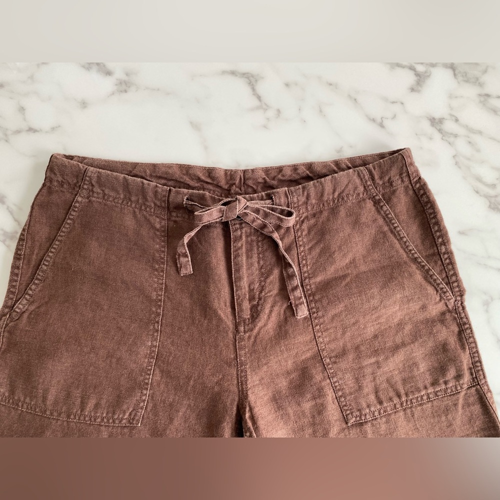 Brown Gap linen Capri pants with drawstring waist size Medium